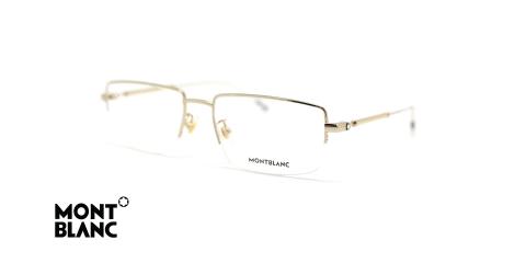 عینک طبی زیرگریف مون بلان - فلزی طلایی - عکاسی عینک وحدت - زاویه سه رخ