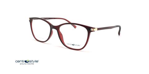 عینک طبی رویه دار سنترو استایل رنگ قرمز با رویه آفتابی قهوه ای - عکس زاویه سه رخ