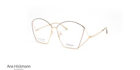 عینک طبی زنانه هیکمن فریم پروانه ای، محل اتصال دسته ها و حدقه مثلثی شکل - عکس از زاویه سه رخ