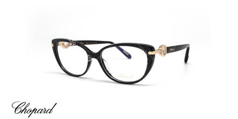 عینک طبی شوپارد کائوچویی مشکی روکش طلا - زاویه سه رخ - VCH247