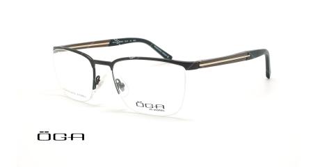 عینک طبی زیرگریف  اگا - OGA 10054O - مشکی قهوه ای - عکاسی وحدت - زاویه سه رخ