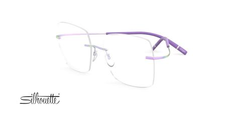 عینک طبی زنانه سیلوئت مدل TMA-THE ICON فریم گریف شیپ مربعی IU بنفش - عکس از زاویه سه رخ