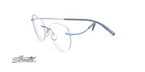 عینک طبی زنانه گریف سیلوئت شیپ IW گربه ای فریم TMA-THE ICON رنگ آبی و تیتانیوم - عکس از زاویه سه رخ