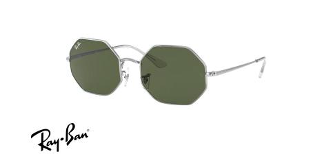 عینک آفتابی چندضلعی ریبن رنگ نقره ای و عدسی سبز - عکس زاویه سه رخ