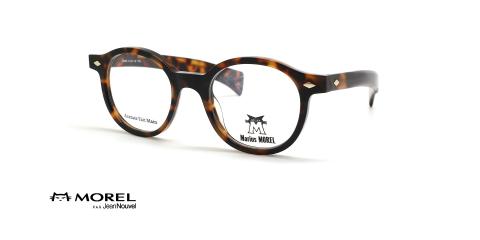 عینک طبی گرد جین نووِل - رنگ قهوه ای هاوانا - عکس از زاویه سه رخ
