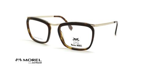 عینک طبی مربعی ژان نووِل - رنگ قهوه ای هاوانا و طلایی - عکس از زاویه سه رخ