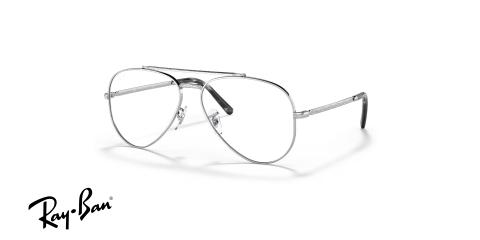 عینک طبی ری بن فریم فلزی مدل خلبانی نقره ای رنگ - عکس از زاویه سه رخ