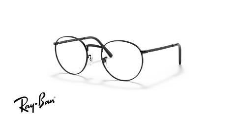 عینک طبی فلزی ری بن مدل گرد طرح جدید رنگ مشکی - عکس از زاویه سه رخ
