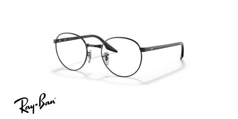 عینک طبی ری بن فریم فلزی گرد رنگ مشکی - عکس از زاویه سه رخ