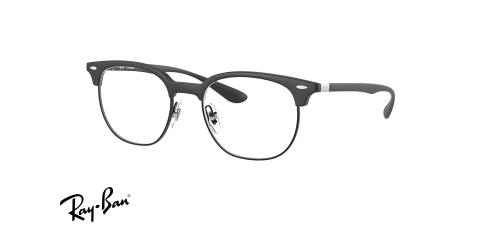 عینک طبی کائوچویی ری بن فریم مربعی - رنگ مشکی - عکس از زاویه سه رخ