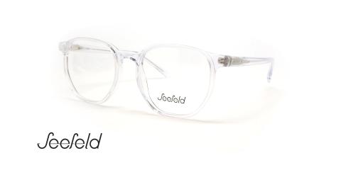 عینک طبی چندضلعی کائوچویی سیفلد - رنگ شیشه ای - عکس زاویه سه رخ