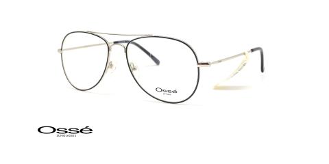 عینک طبی فلزی خلبانی اوسه - فریم مشکی و نقره ای - عکس زاویه سه رخ