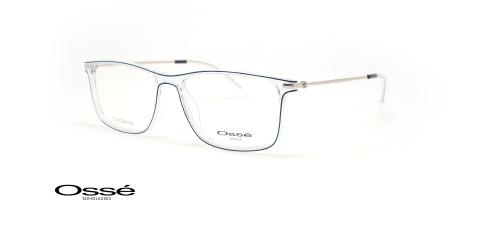 عینک طبی کائوچویی اوسه فریم مستطیلی شیشه ای رنگ دور حدقه خط سورمه ای - عکس از زاویه سه رخ