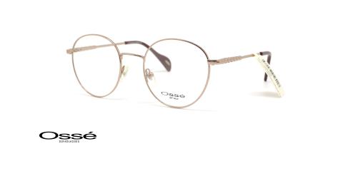 عینک طبی اوسه فریم فلزی طلایی گرد - عکس از زاویه سه رخ