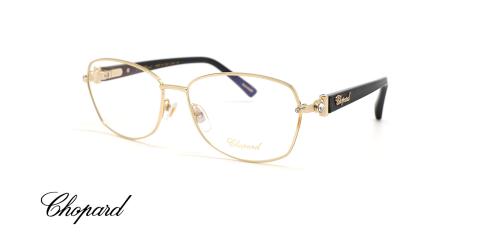 عینک طبی روکش طلای شوپارد - فریم طلایی با دسته های مشکی - عکس از زاویه سه رخ