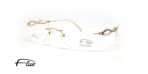 عینک طبی زنانه FLAIR فریم گریف دسته ها طلایی نگین کاری شده شبیه به گیس - عکس از زاویه سه رخ