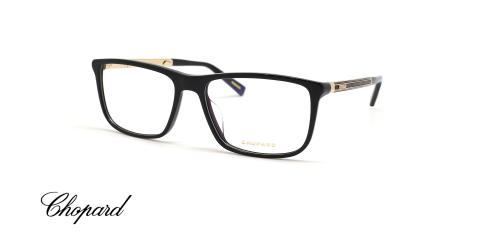 عینک طبی شوپارد فریم مستطیلی مشکی کائوچویی دسته چوب و کربن و فیبر  -عکس از زاویه سه رخ