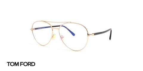 عینک طبی خلبانی تام فورد فریم فلزی طلایی دوپل - عکس از زاویه سه رخ