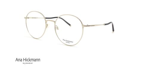 عینک طبی آناهیکمن فریم فلزی گرد نقره ای - عکس از زاویه سه رخ