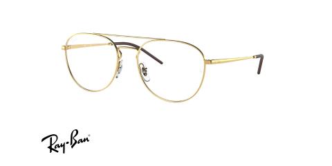 عینک طبی ری بن فریم فلزی شبه خلبانی دوپل طلایی رنگ - عکس از زاویه سه رخ 