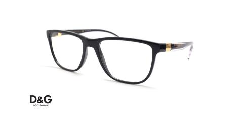 عینک طبی دولچه و گابانا فریم کائوچویی مربعی رنگ مشکی و شیشه ای - عکس از زاویه سه رخ