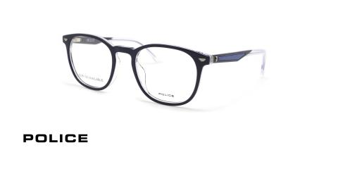 عینک طبی پلیس فریم کائوچویی بیضی شکل رنگ مشکی و شیشه ای - عکس از زاویه سه رخ