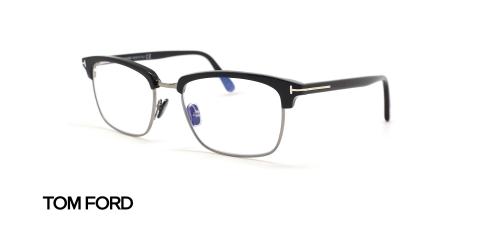 عینک طبی کلاب مستر مشکی نقره ای تام فورد - عکس زاویه سه رخ 