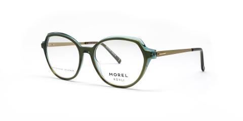 عینک طبی کوالی فریم کائوچویی گربه ای سبز با ابرویی سبز آبی شفاف - عکس از زاویه سه رخ