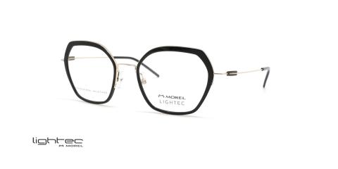 عینک طبی فلزی و کائوچوی لایتک - LIGHTEC 30196L - رنگ مشکی و طلایی - عکس از زاویه سه رخ