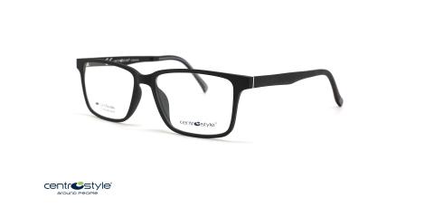 عینک طبی رویه دار سنترواستایل فریم کائوچویی مستطیلی رنگ مشکی - عکس از زاویه سه رخ