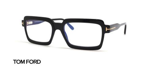 عینک کائوچویی مستطیلی تام فورد با عدسی بلوکنترل رنگ مشکی - عکس زاویه سه رخ