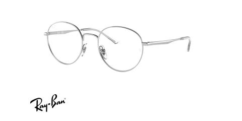عینک طبی ری بن فریم فلزی گرد رنگ نقره ای - عکس از زاویه سه رخ