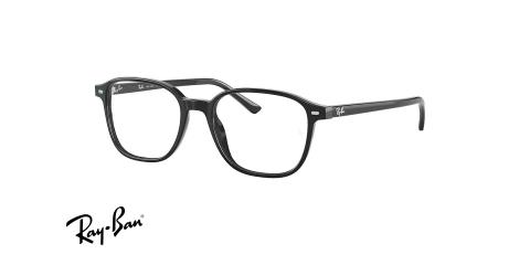 عینک طبی کائوچویی مشکی فریم مربعی و باریک - عکس از زاویه سه رخ