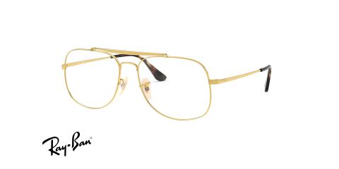 عینک طبی ری بن فریم شبه خلبانی دوپل رنگ طلایی - عکس از زاویه سه رخ