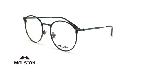 عینک طبی گرد مولسیون - MOLSION MJ7035 - رنگ مشکی - عکاسی وحدت- عکس زاویه سه رخ