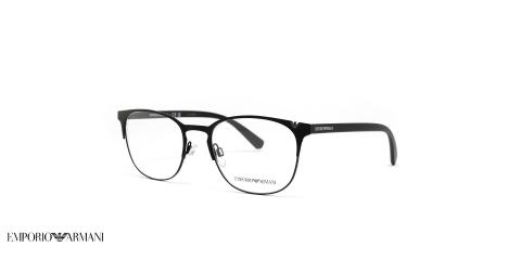 عینک طبی امپریو آرمانی فریم فلزی بیضی رنگ مشکی  - عکاسی وحدت -  عکس از زاویه سه رخ