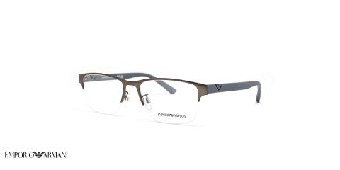 عینک طبی امپریو آرمانی فریم فلزی مستطیلی رنگ طوسی  - عکاسی وحدت -  عکس از زاویه سه رخ