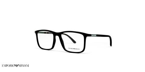 عینک طبی امپریو آرمانی فریم کائوچویی مربعی رنگ مشکی  - عکاسی وحدت -  عکس از زاویه سه رخ