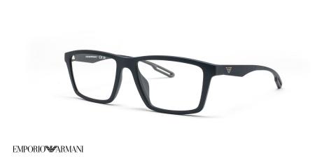 عینک طبی امپریو آرمانی فریم مستطیلی سرمه ای به همراه رویه آفتابی و پلاریزه - زاویه سه‌رخ
