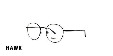عینک طبی گرد فلزی هاوک رنگ مشکی - عکاسی وحدت - عکس از زاویه سه رخ