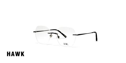 عینک طبی چندضلعی گریف هاوک رنگ شیشه ای - عکاسی وحدت - عکس از زاویه سه رخ 