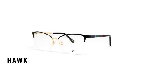 عینک طبی زنانه پروانه ای کائوچویی زیر گریف هاوک رنگ مشکی - عکاسی وحدت - عکس از زاویه سه رخ