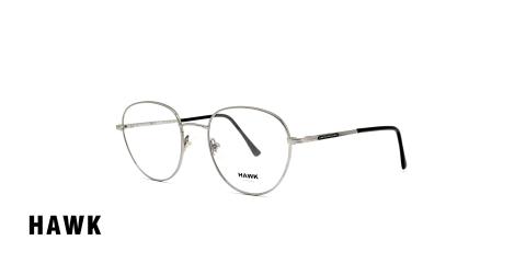 عینک طبی گرد فلزی رنگ نقره ای هاوک - عکاسی وحدت - عکس از زاویه سه رخ