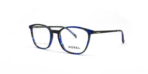 عینک طبی کوالی فریم کائوچویی مربعی رنگ آبی تیره و شفاف ابر و بادی  - عکس از زاویه سه رخ