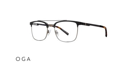عینک طبی کلاب مستر دو پل OGA - دسته قهوه ای هاوانا - بخش فلزی مشکی - زاویه سه رخ