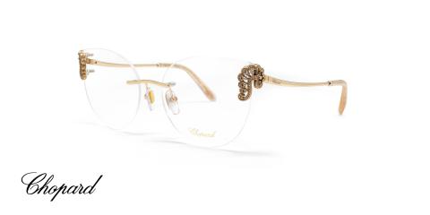عینک طبی گریف زنانه شوپارد - فریم گربه ای طلایی - عکس از زاویه سه رخ