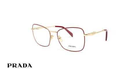 عینک طبی زنانه فریم کائوچویی فلزی پروانه ای رنگ رزگلد پرادا - عکاسی وحدت - زاویه سه رخ