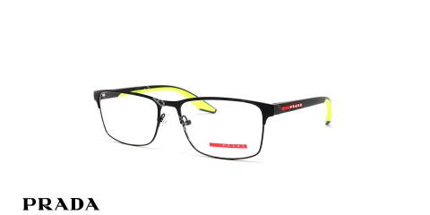 عینک طبی مردانه فریم فلزی مستطیل رنگ مشکی پرادا - عکاسی وحدت - زاویه سه رخ