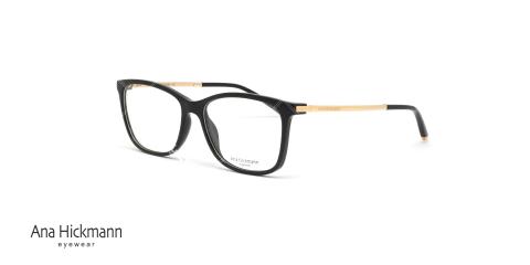 عینک طبی مستطیلی شکل آناهیکمن - دسته طلایی بدنه جلو مشکی رنگ - عکاسی وحدت - زاویه سه رخ
