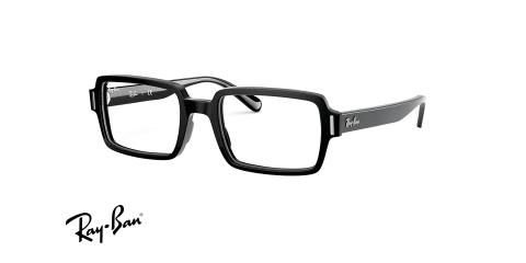عینک طبی کائوچویی ری بن فریم مستطیلی و ضخیم - عکس از زاویه سه رخ